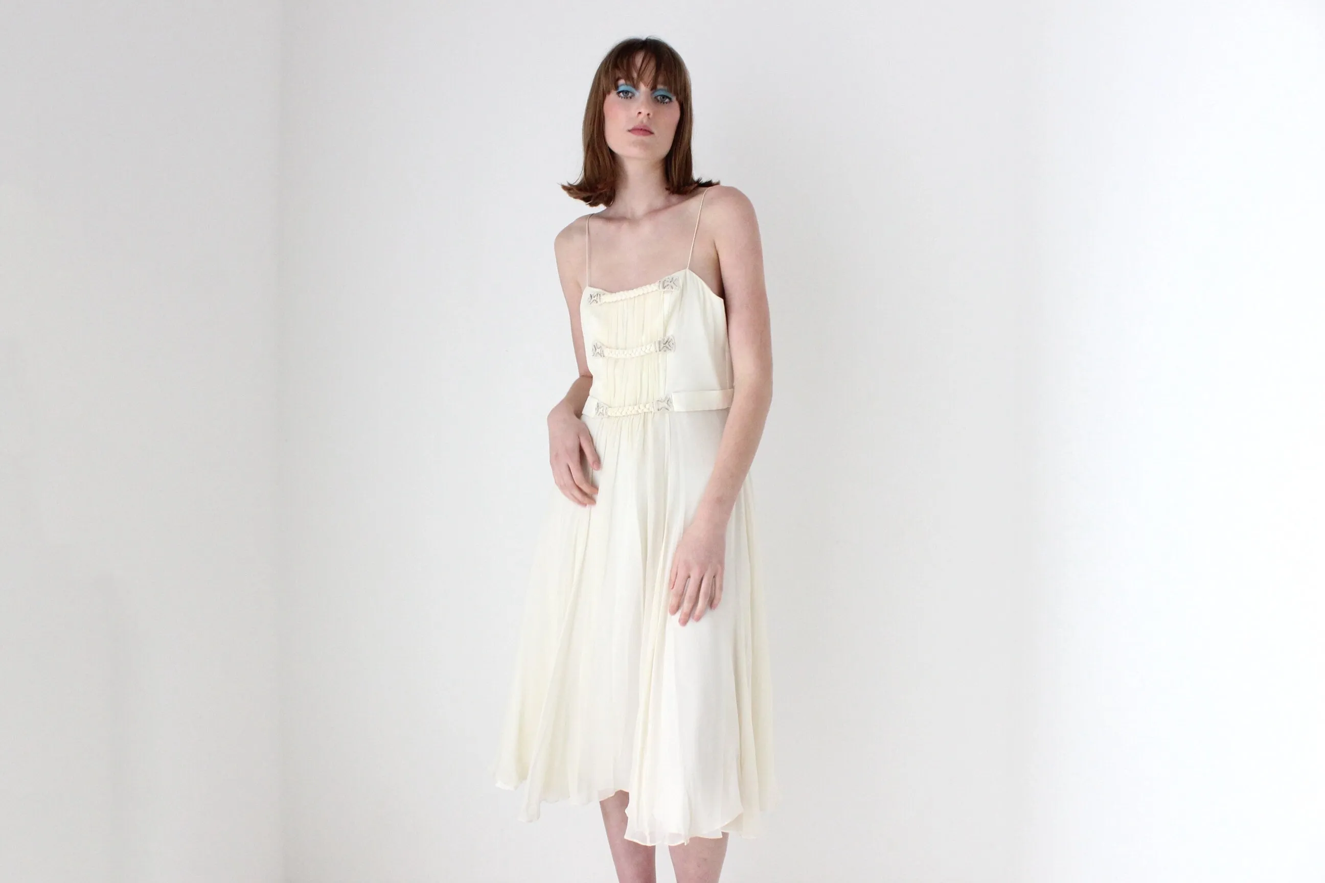 90s Lisa Ho Pure Silk Chiffon Spaghetti Strap Dress