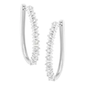.925 Sterling Silver 1/4 cttw Miracle-Set Round-Cut Diamond Hoop Earring (I-J Color, I2-I3 Clarity)