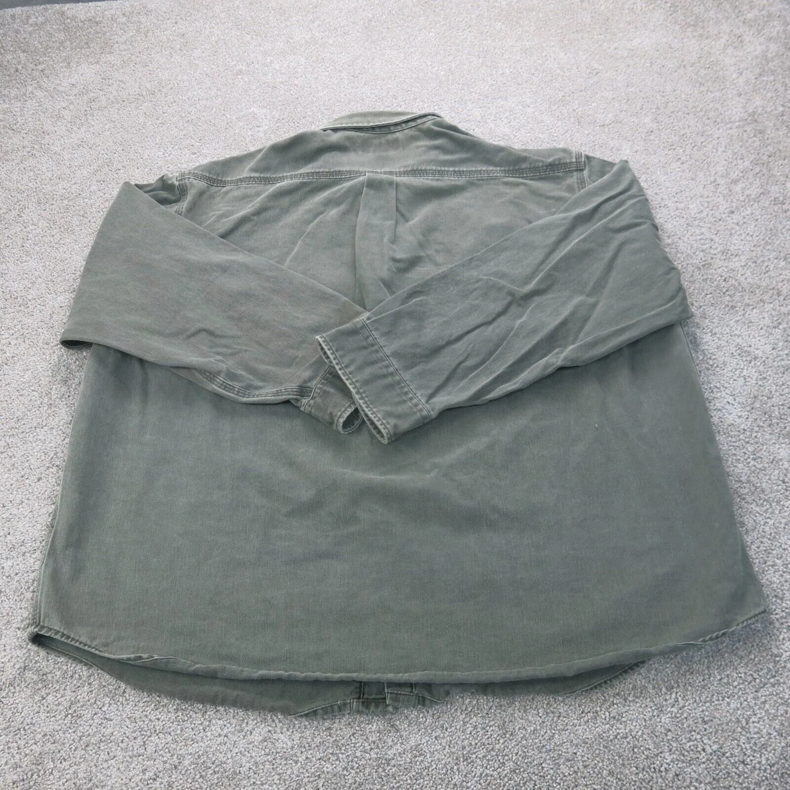 Carhartt Shirt Mens Green XL Button Down Insulated Workwear Long Sleeve Cotton