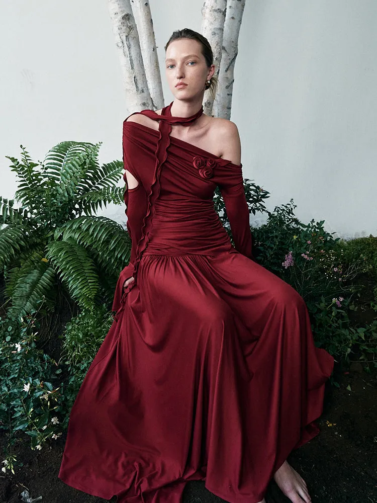 Elegant Classy Chic Drape Flare A-Line Vivid Long Knit-Skirt