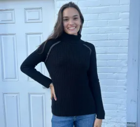 Elliott Lauren - Turtleneck Sweater with Chains in Black