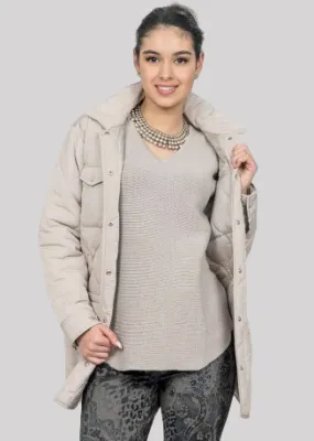 GG Collection Women's Quilted Shacket - Beige