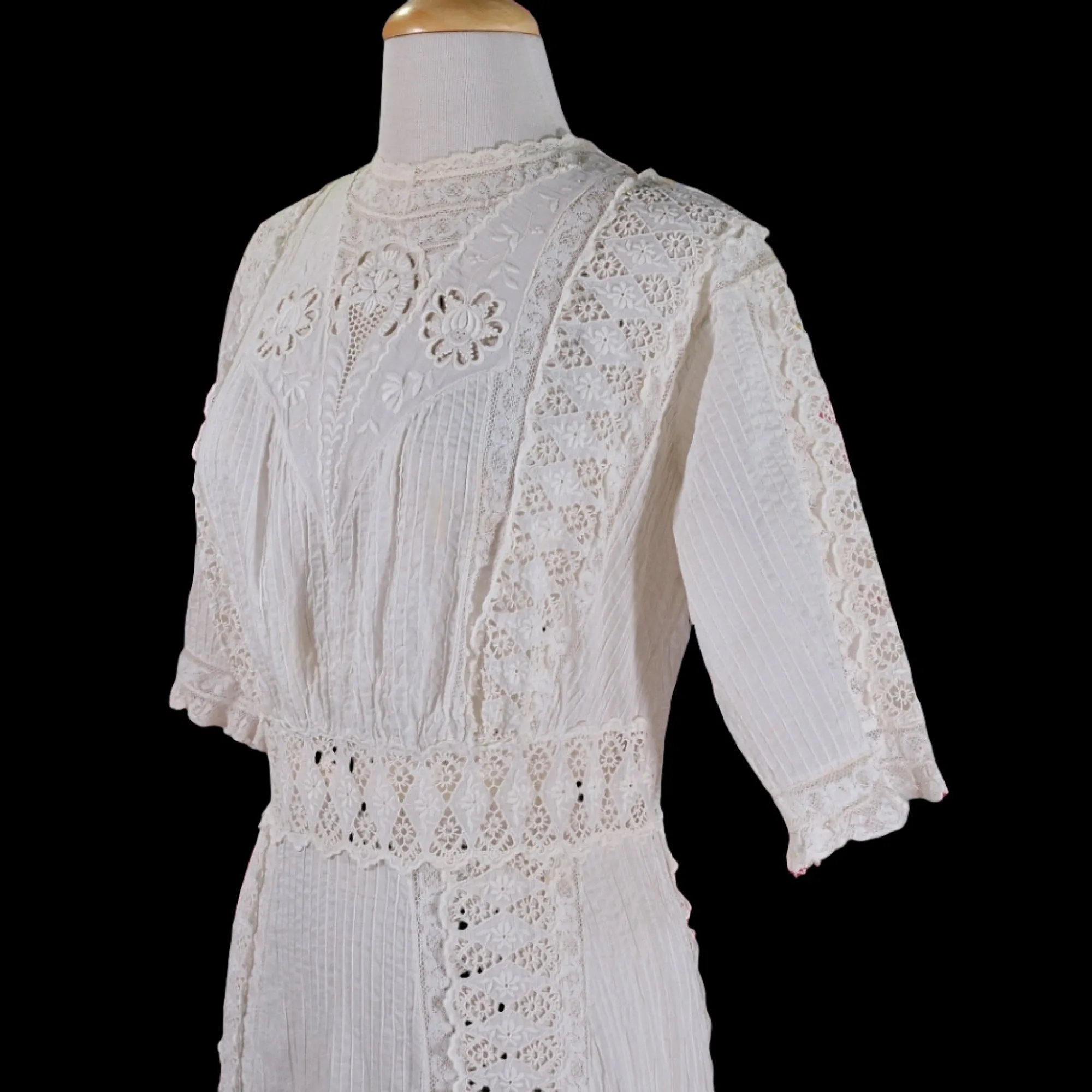 Gorgeous Antique White Lace Edwardian Dress, Day or Wedding Maxi Dress