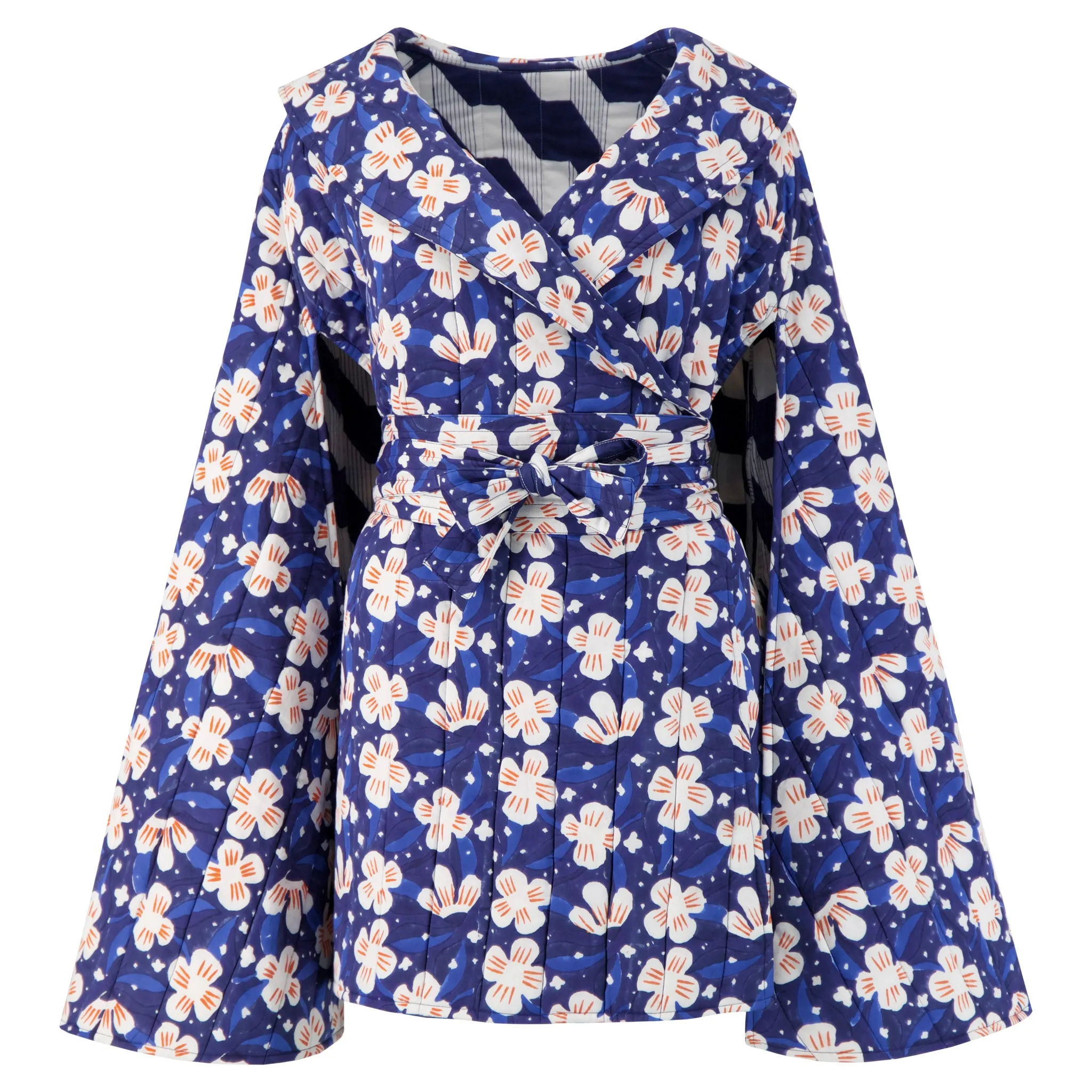 Reversible Hilma Cape in Zigzag and Snowdrop Print